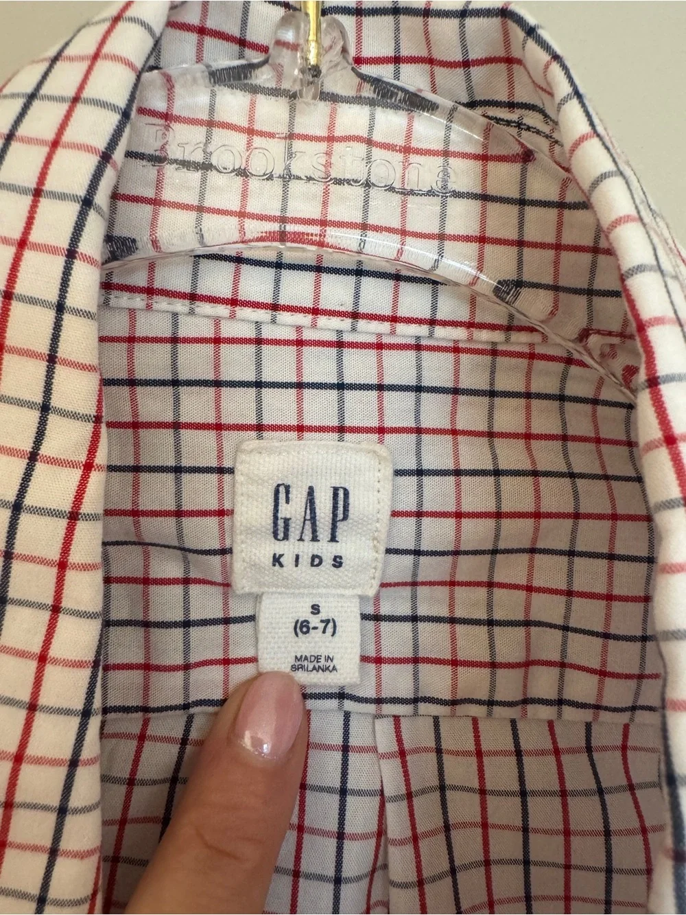 Boys GAP Shirt with Red & Navy Grid/Plaid Size S (6-7)